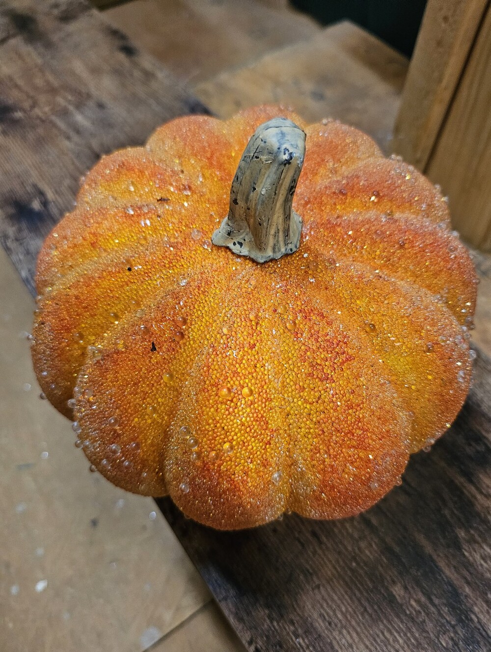 Vintage Sugared Pumpkin Halloween and Thanksgiving Home Decor